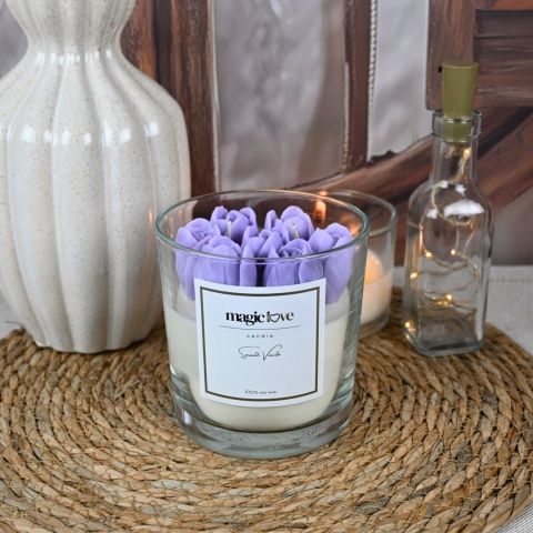 Świeca sojowa duże tulipany fioletowe