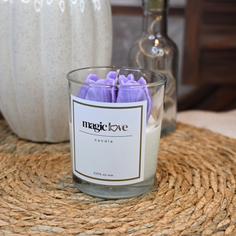Świeca sojowa małe tulipany fioletowe