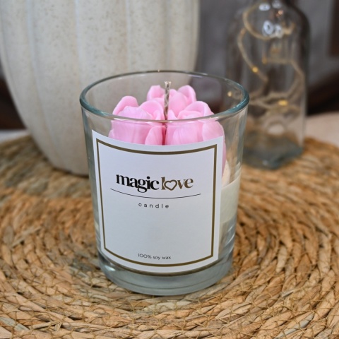 Świeca sojowa małe tulipany różowe